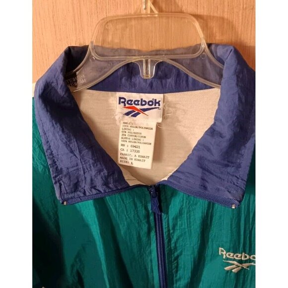 Vintage Reebok Jacket Large Purple White Green Windbreaker Embroidered Logo * - Picture 2 of 7